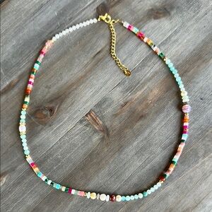 🩷💚Dainty, colorful, natural stone beaded necklace🧡🤍